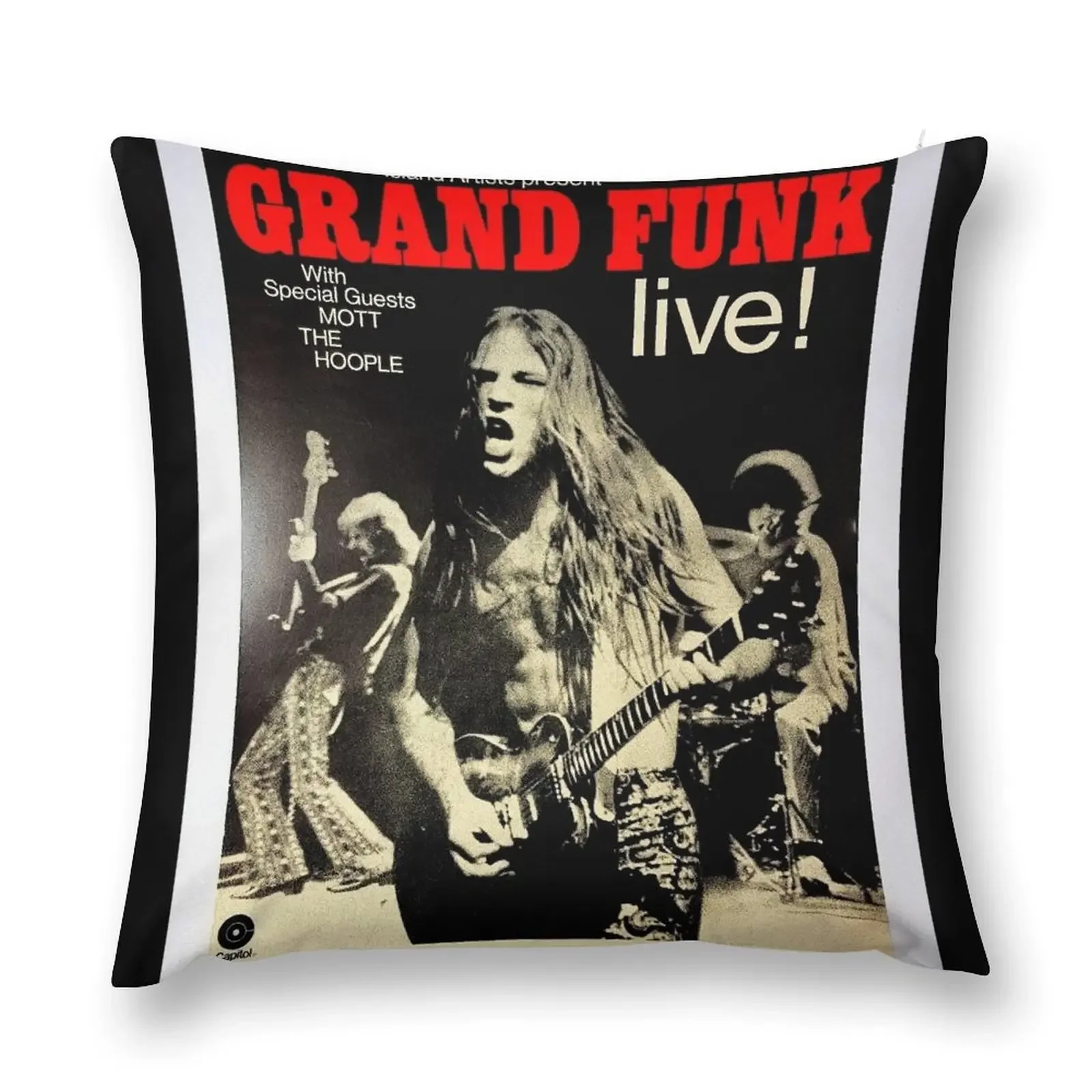 Grand Funk - Concert Poster. Throw Pillow Cushion Covers For Living Room Pillowcase Embroidered Cushion Cover pillow