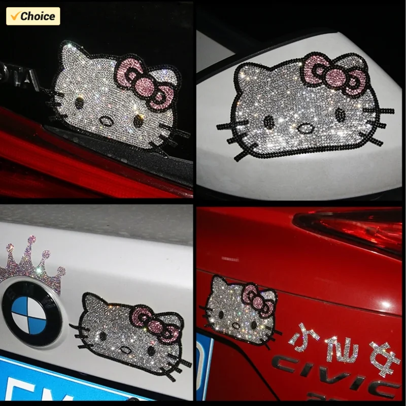 Kawaii Sanrio Hello Kittys naklejka na zbiornik paliwa samochodu urocza kreskówka Anime kreatywna osobowość zadrapania dekoracja standardowa