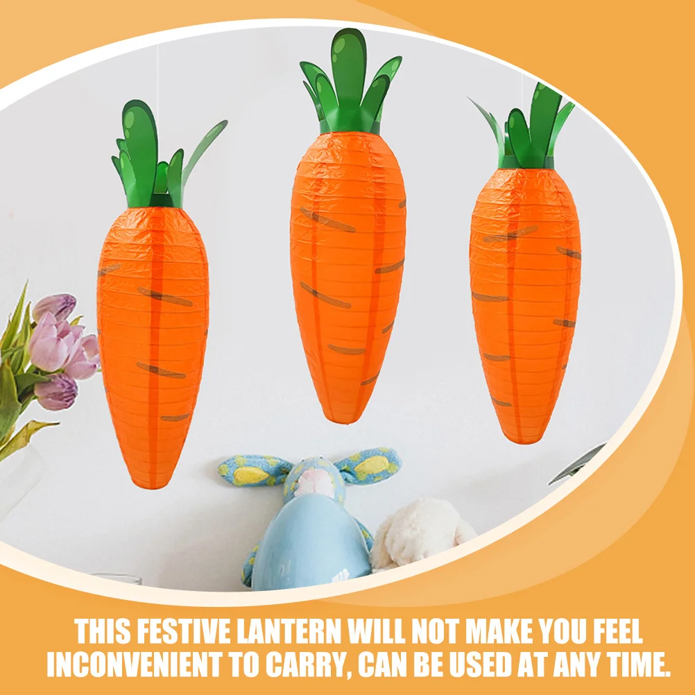 

2Pcs Cute Carrot Pattern Paper Lantern Festoon Hanging Decoration for Easter Backdrop Party Favor Garden Theme Event Foldable
