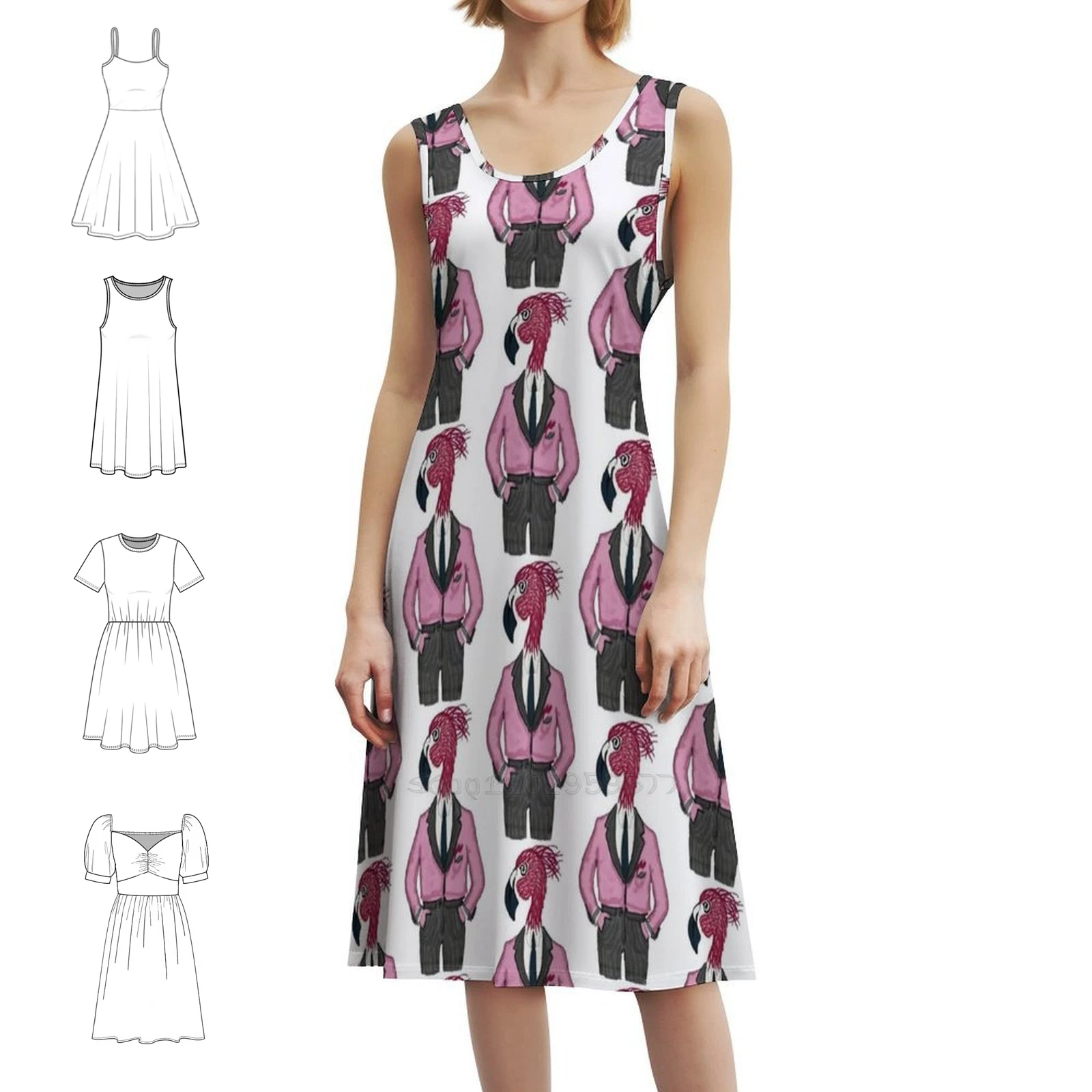 السيد فريدريك فلامنغو من فورسيث فستان سموك الأزهار للنساء الربيع الصيف فستان كاجوال للحزب الذكور فلامنغو متعة الوردي رجل