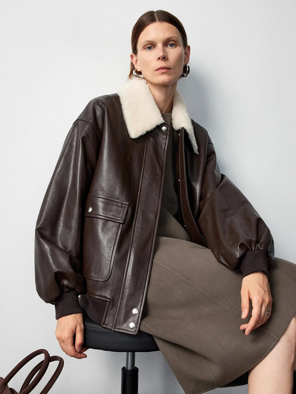 Casual Echtes Leder Motorrad Jacken Frauen Herbst Winter High-end-Einfache Abnehmbare Pelz Kragen Echt Schaffell Stepp Mantel