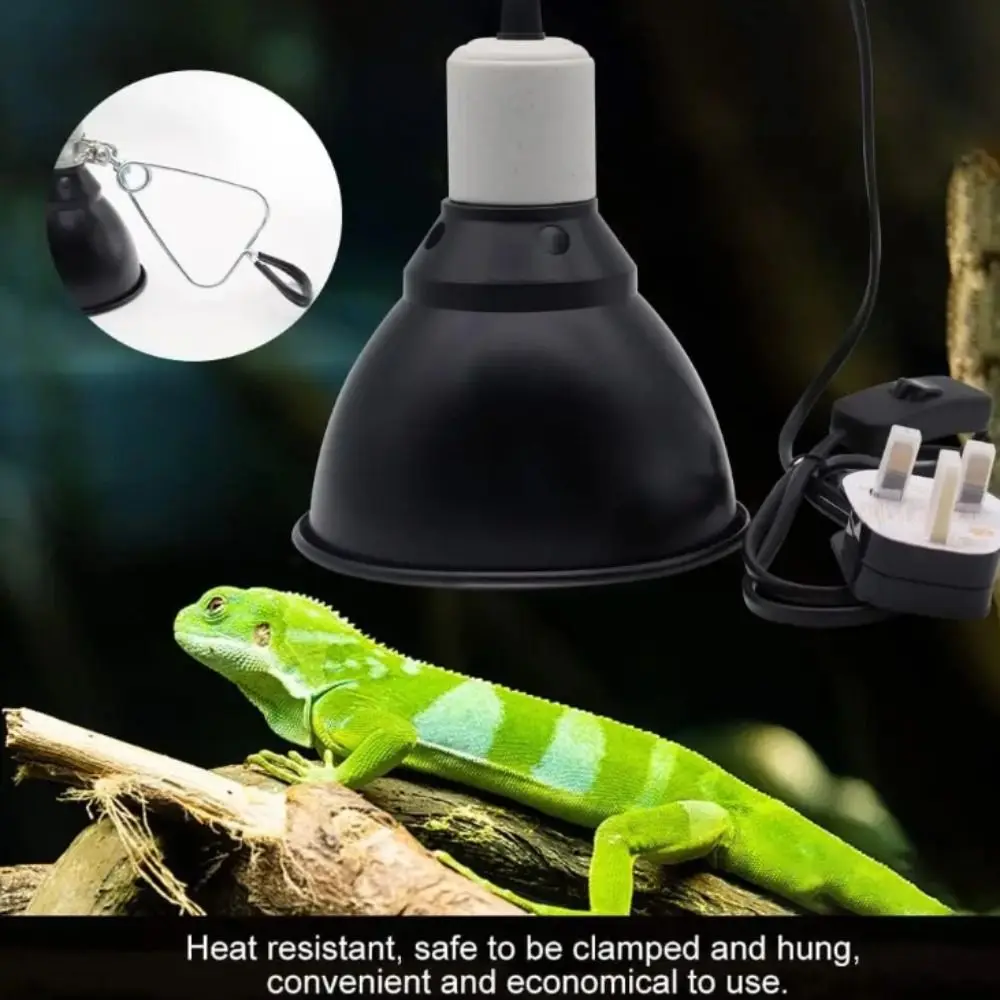 

Black Reptile Heating Lamp 110-240V 300W E27 Pet Light Bulb Bracket Shallow Dome With Clip UVB Reptile Lamp Tortoise Lizards