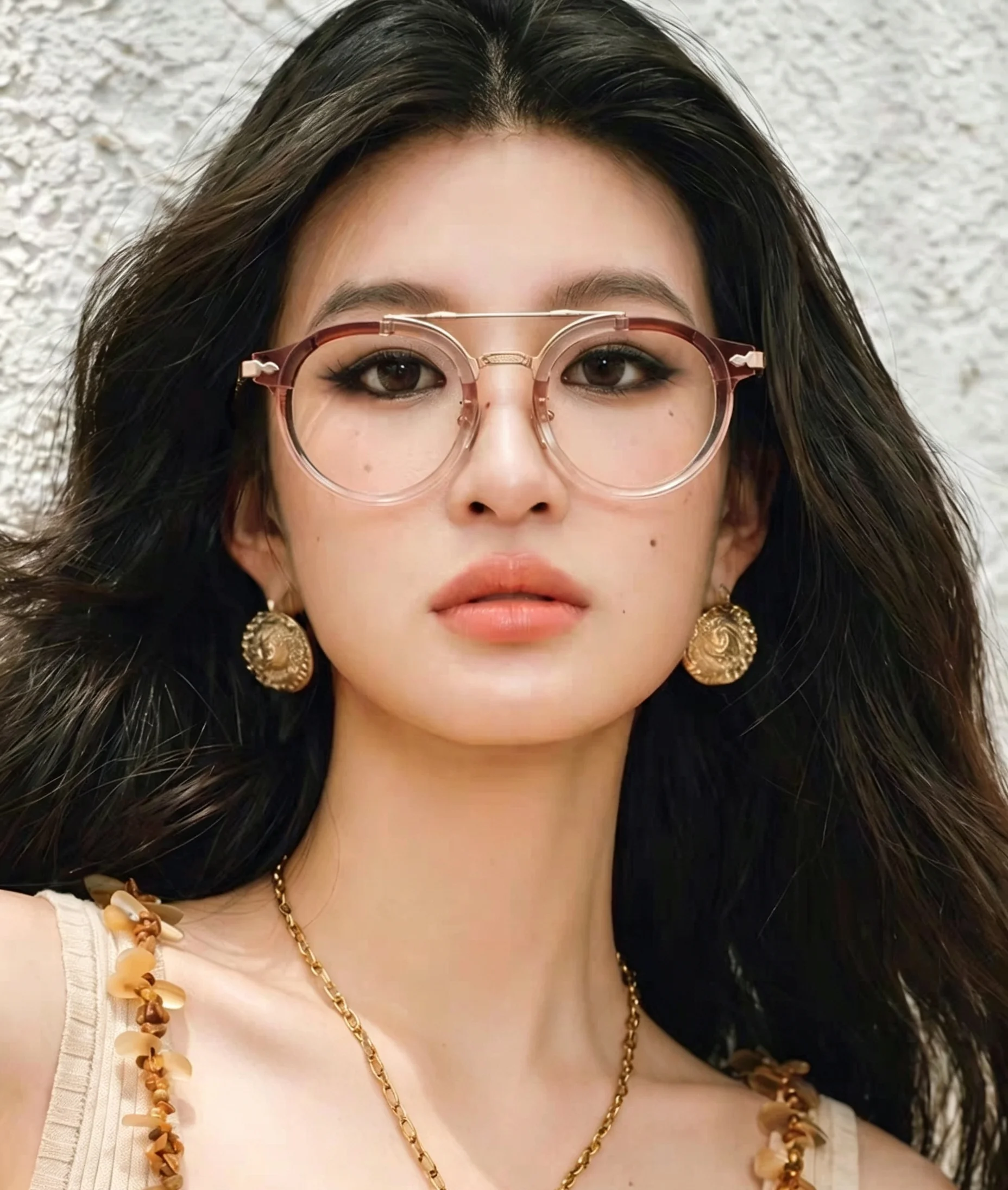 Double-beam Titanium Frame Glasses DELAGE Thick Acetate Eyeglasses Fashion Gradient Color Eyewear Men Women Round Spectacles New