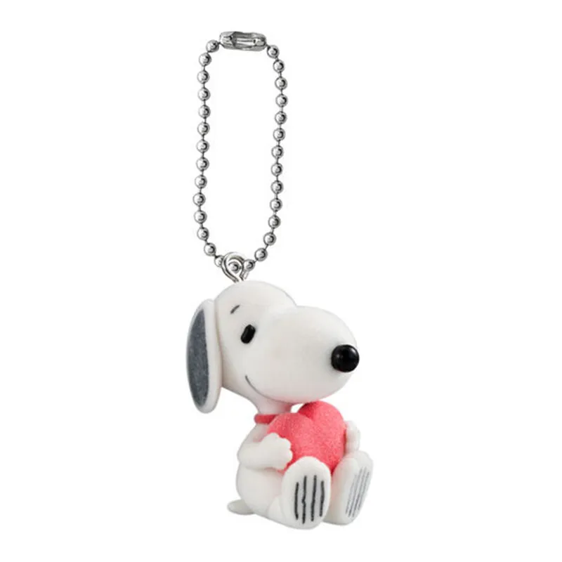 Bandai Peanuts Snoopy Flocked Mini Figure Keychain Bag Pendant Gashapon Collectible Charm Accessory