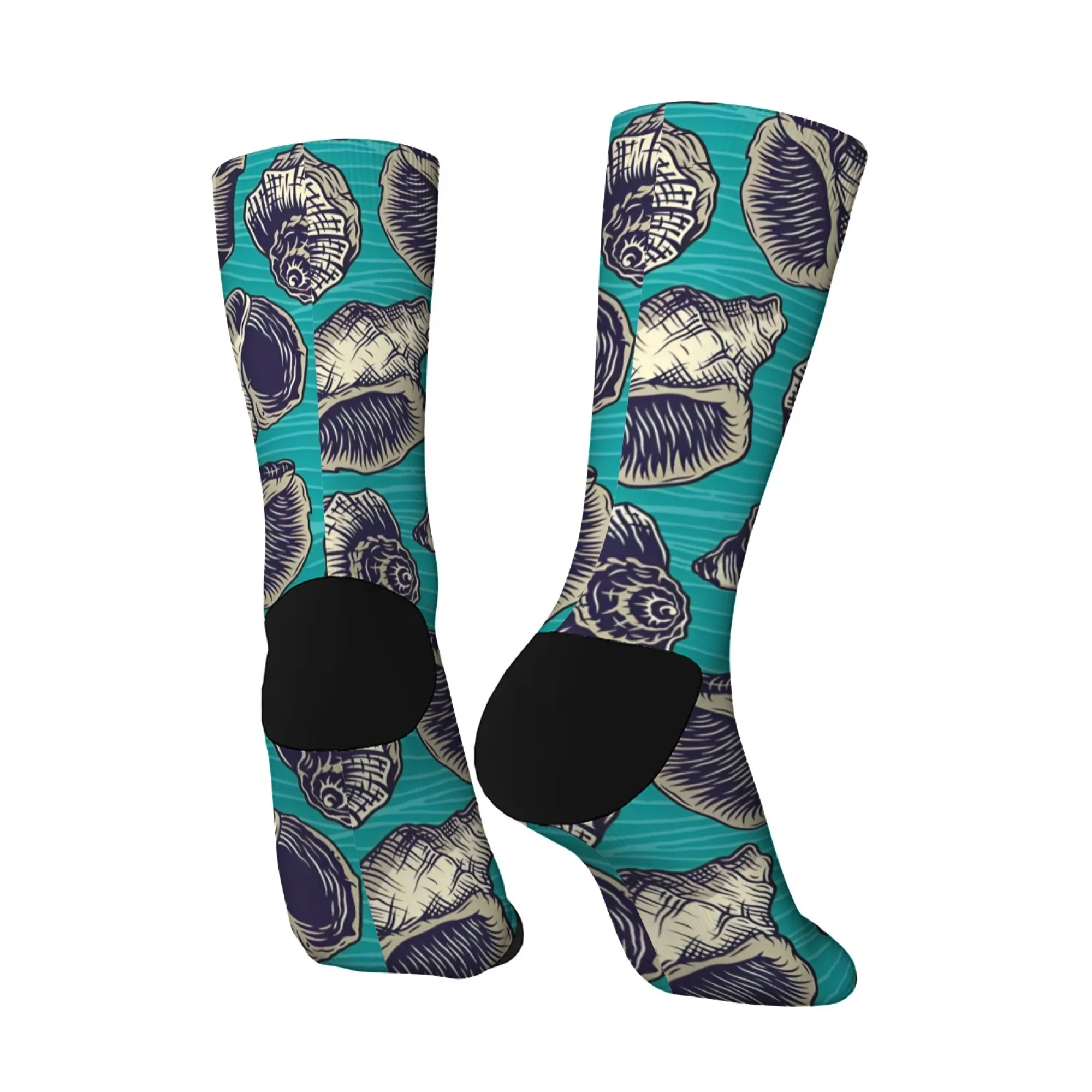 1 زوج الرجال طاقم الجوارب الرجعية صدف طباعة لينة مريحة عارضة الجوارب للاستخدام اليومي والشاطئ عشاق فريد البط البري الساحلية نمط