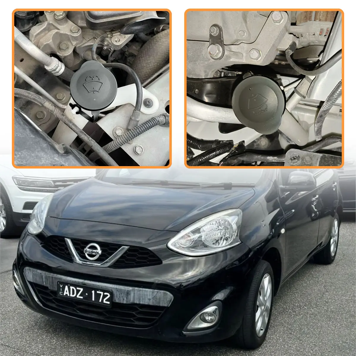 1 Stück Kunststoff-Wischflüssigkeitsbehälterdeckel für Nissan Micra K13 2011-2022, Nissan March K13 2011-2022, 28913-1HA3A – Detail 5