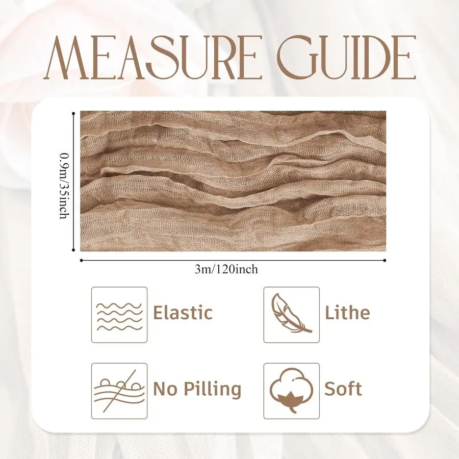 

Скатерть-дорожка из марли (12 шт., 10 футов), нюдово-коричневая, для Рождества, вечеринок, в деревенском стиле, полупрозрачная