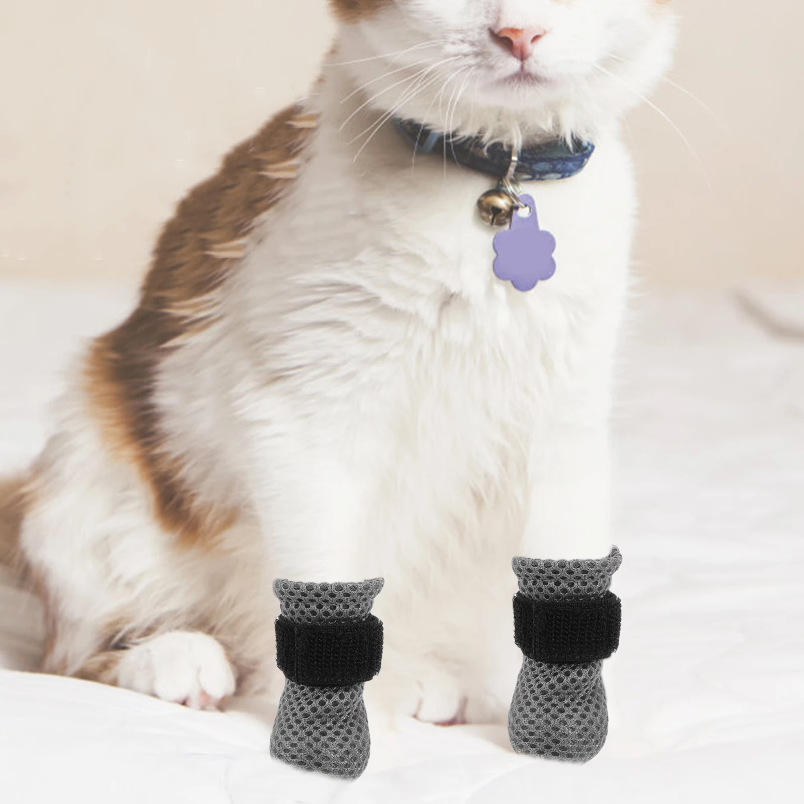 

4pcs Shoes Anti-Scratch Claw Protectors Paw Covers Non-Slip Washable Sock Booties Indoor Removable Covers For Bathing