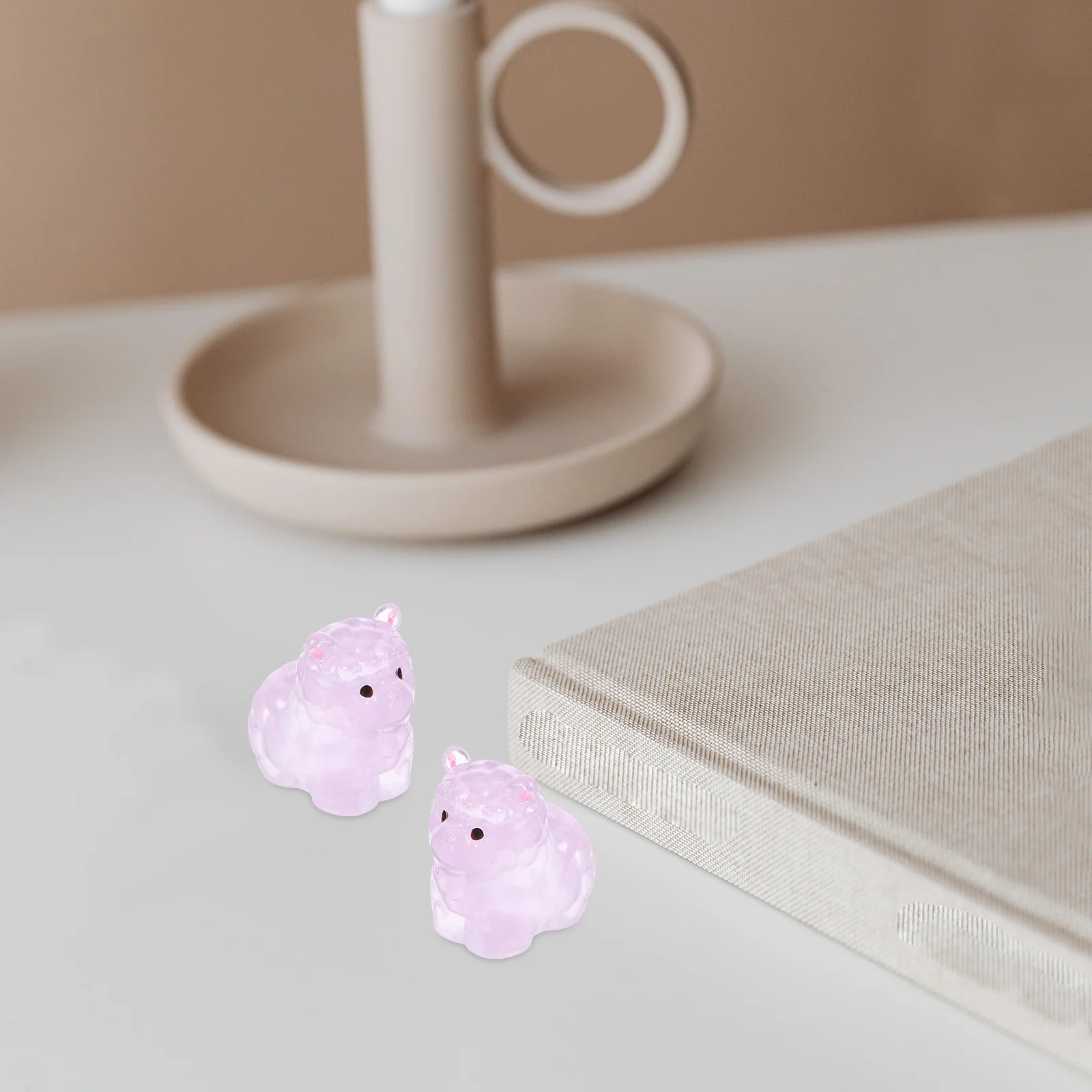 12개 야광 알파카 피규어 발광 레진 미니 동물 장식품 미니어처 정원 홈 데코 레진 미니어처