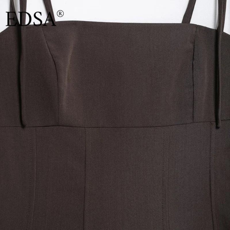 EDSA femmes chemisier extensible avec bretelles arcs décolleté droit fermeture éclair latérale été Sexy dos nu femmes hauts