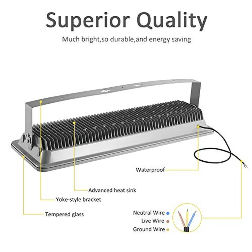 Holofote LED 1000W 110000 lm Paisagem Exterior Segurança Trabalho Garagem Jardim Gramado IP65 À Prova D 'Água Longa Vida de Serviço Alta