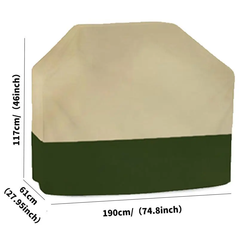 210D Waterproof BBQ Cover Outdoor Barbecue Gas Grill Cover Heavy Duty Beige Green Furniture Cover Char Gas Rack Barbecue Cover