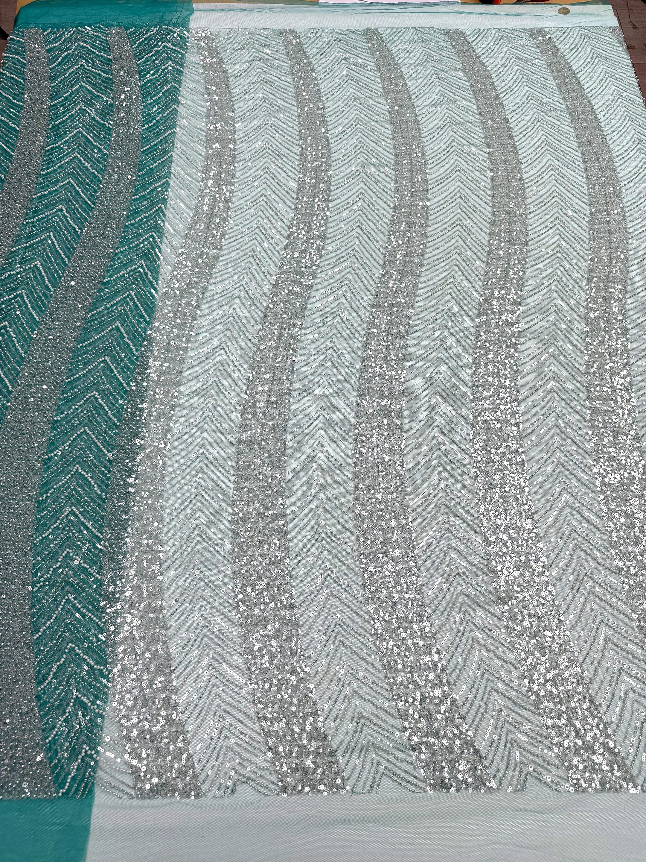 2025 African Handmade Sequins Net Pearls Lace Fabric French Heavy Beaded Tulle Lace Fabric For Bridal Party Dress Material