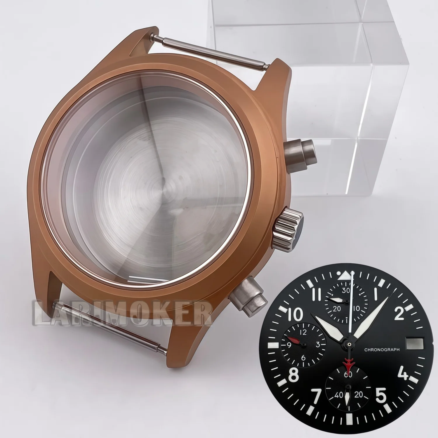 38mm Adapted To VK67 Quartz Movement Case+Dial Dome Sapphire Glass Chronograph Stainless Steel Case Modification Accessories.