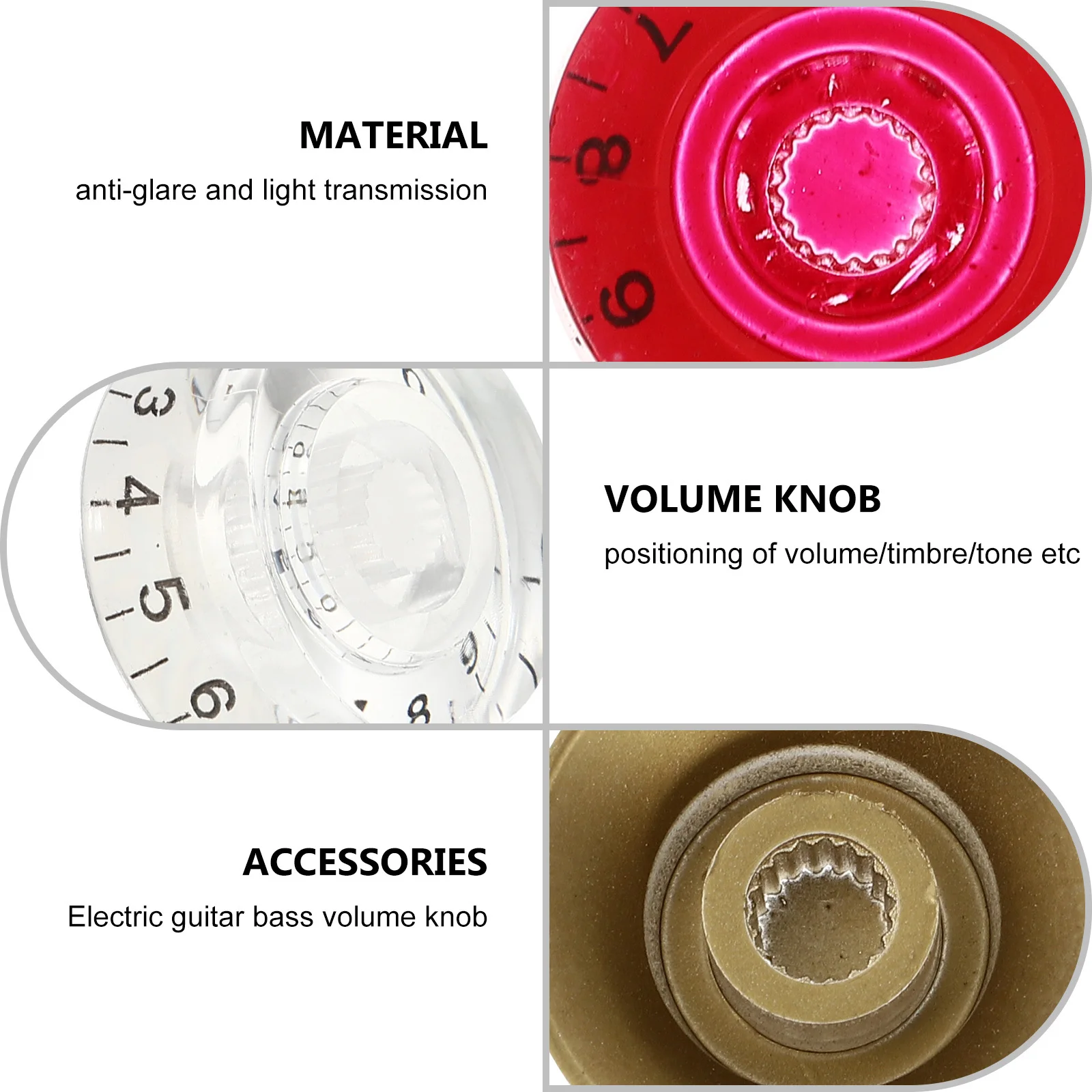 

16Pcs Electric Guitar Knobs Acrylic Volume Control Durable Potentiometer Caps for Bass Guitar Accessories Potentiometer Caps