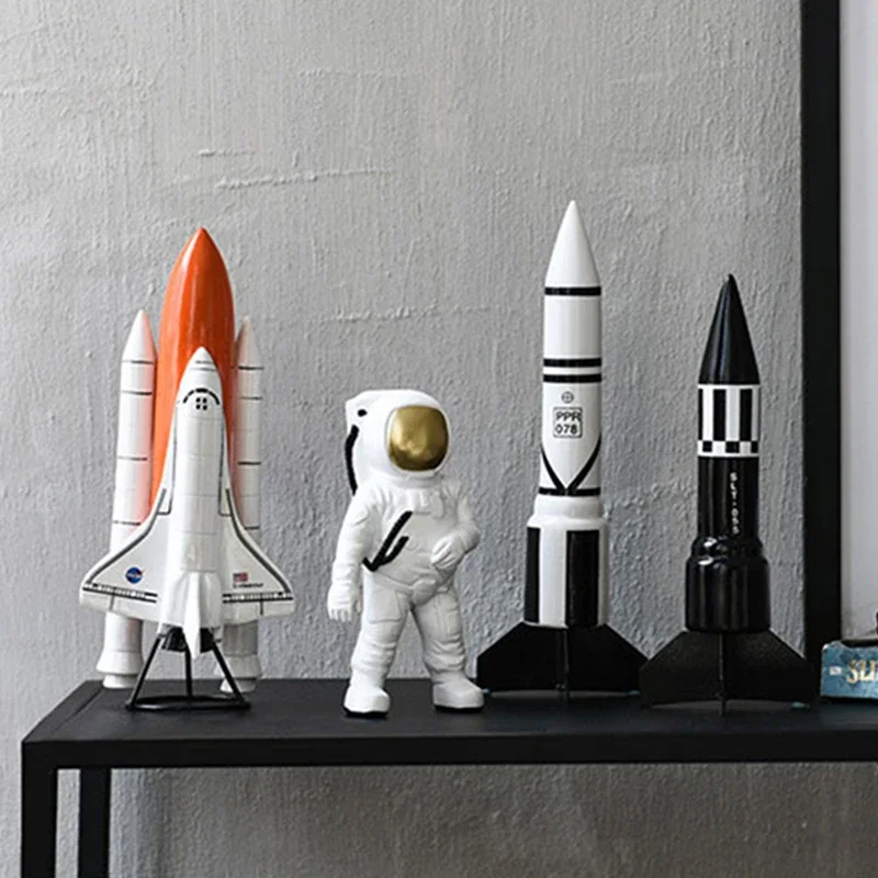 Space Astronaut Rocket Home Decorations Living Room Bedroom Bookcase Interior Modern Simple Art Miniatures Accessories Sculpture