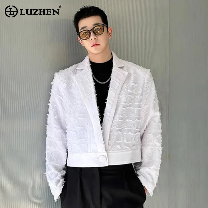 LUZHEN Design 2026 New Elegant Original Burr Casual Edge Blazer Coat Men's Fashion High Quality Solid Color Short Jacket JY8244