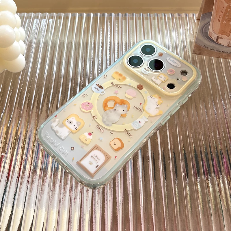 かわいい漫画パン猫マグネット式スマホケース iPhone 1 - Taco Stand Holder のレビューと価格