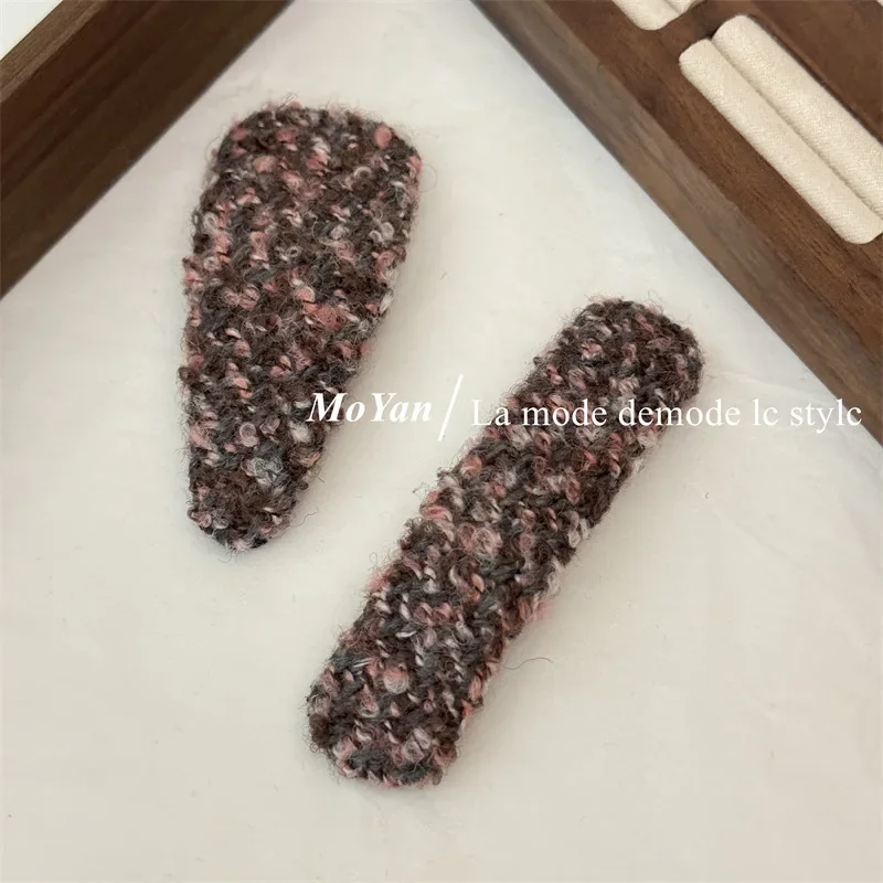 Of small fragrant style coarse floral hair clip with high-end temperament triangular hairclip rectangular bangs BBclip sideclip
