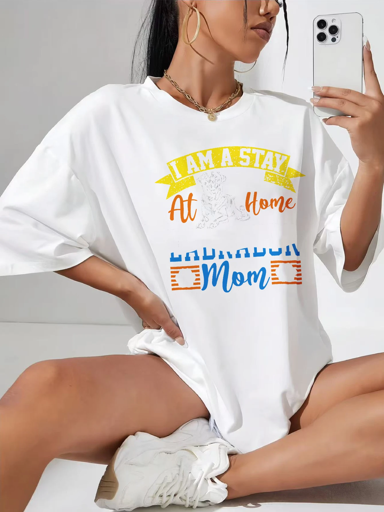 

Watercolor Scary Halloween Clipart Women's White Plus Size Crew Neck T-Shirt Cotton Soft Loose Comfy Fit with Halloween Design