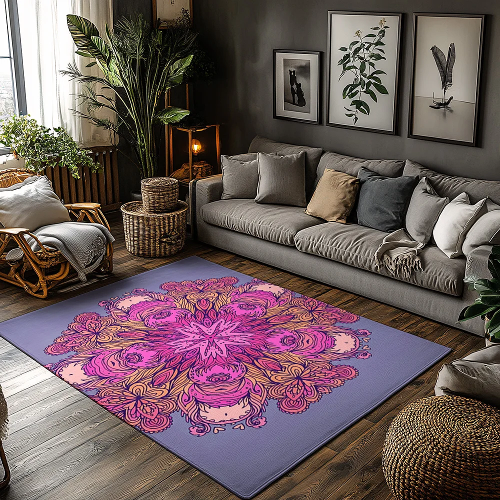 

Floral Area Rug Washable Non Slip Indoor Outdoor Carpet Bohemian Home Decor Modern Abstract Pattern Living Room Bedroom Mat