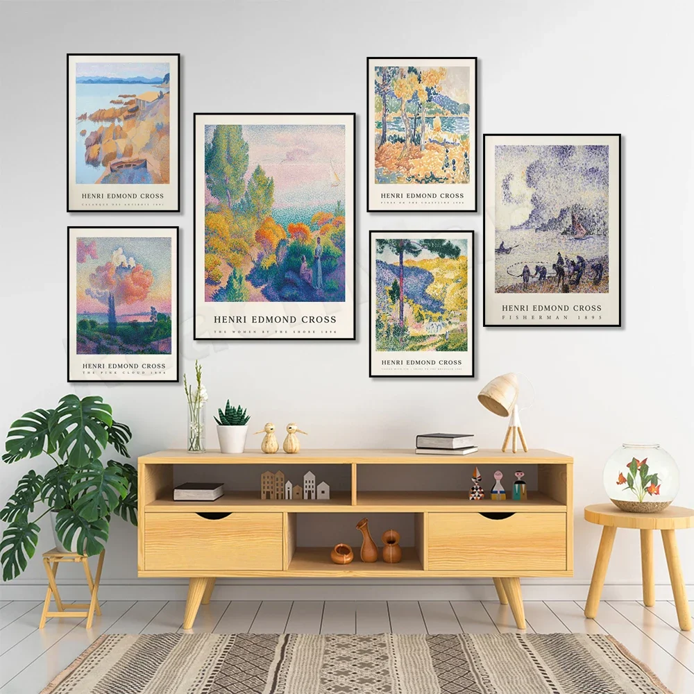 Henry Edmund Cross print, Pink Clouds, Shade on the Hill, Pines on the Shoreline, 1906, Fisherman Wall Art Exhibition Poster,