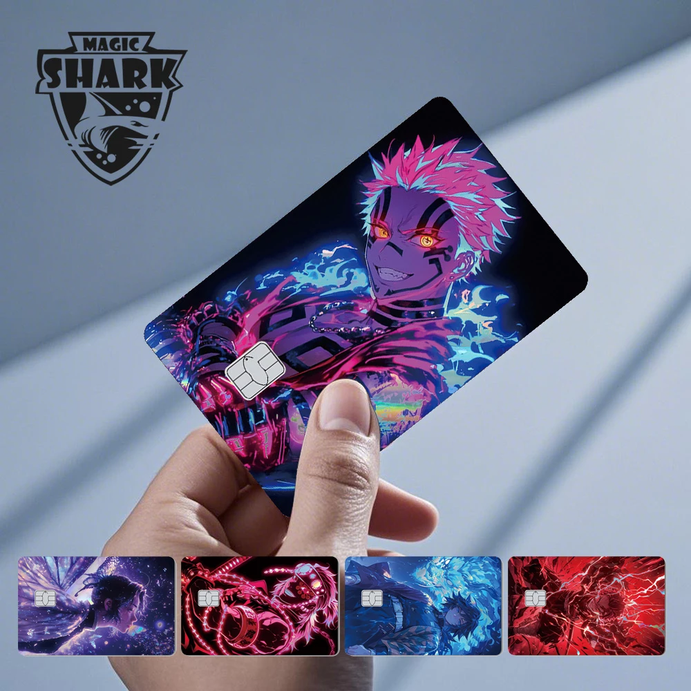 Magic Shark Cool Demon Slayers Anime Shinny Holographic Skin Cover Laser Sticker Film für Debit Credit Bank Card