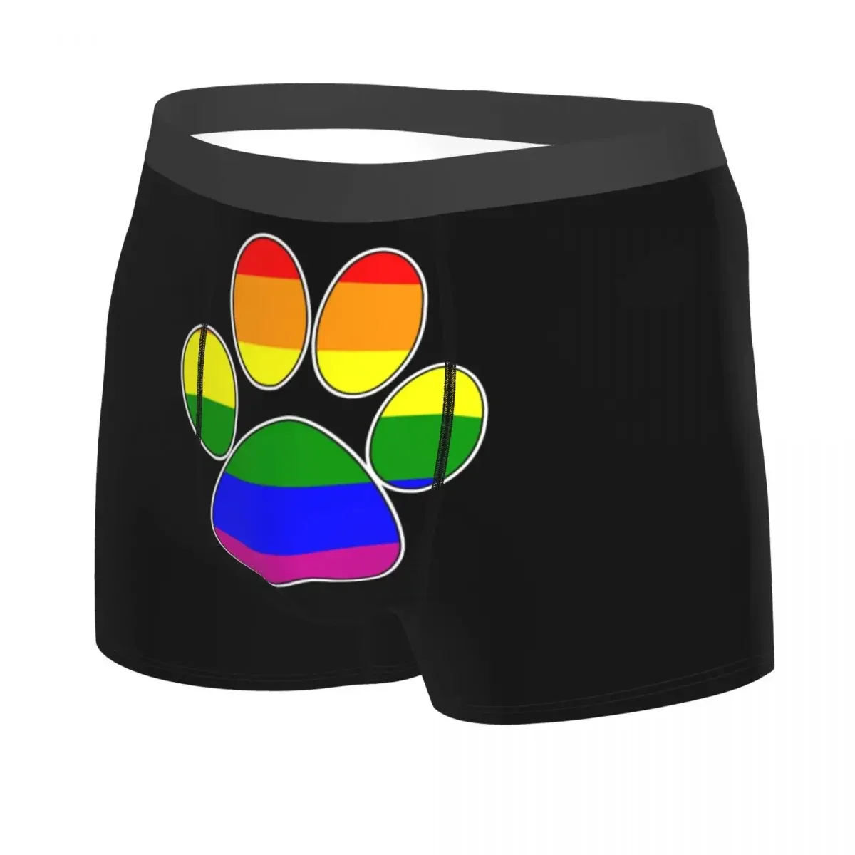 Custom LGBT Pride Gay Paw Underwear Men Stretch Boxer Briefs Shorts Panties Soft Underpants For Homme