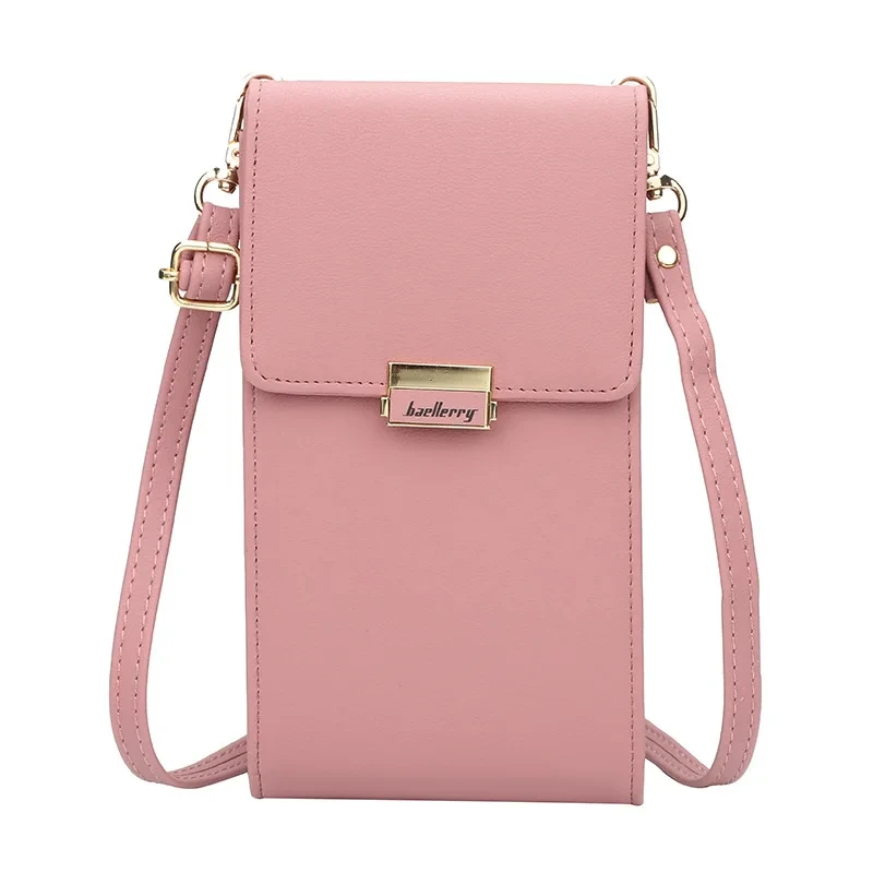 

New Solid Color Small mobile phone crossbody bags for women Multifunctional handbag Woman Fashion Leather Wallet Card Holders