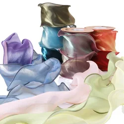 10yards Fantasy Colorful Wavy Edge Silk Ribbon Wide Yarn Ribbon for DIY Hair Bows Clothing Sewing Supplies Gift Wrapping Decor