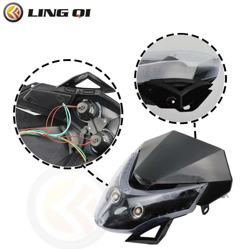 LING QI Universal 12V 35W Motorcycle Headlight LED Vision Front Headlamp Fairing For Almost Motorcycle Dirt Pit Bike