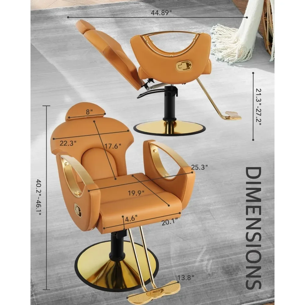 Salon Chair for Hair Stylist, Reclining Salon Chair Height Hair Adjustable Salon Braiding Beauty Spa Equipment, 360° Swivel