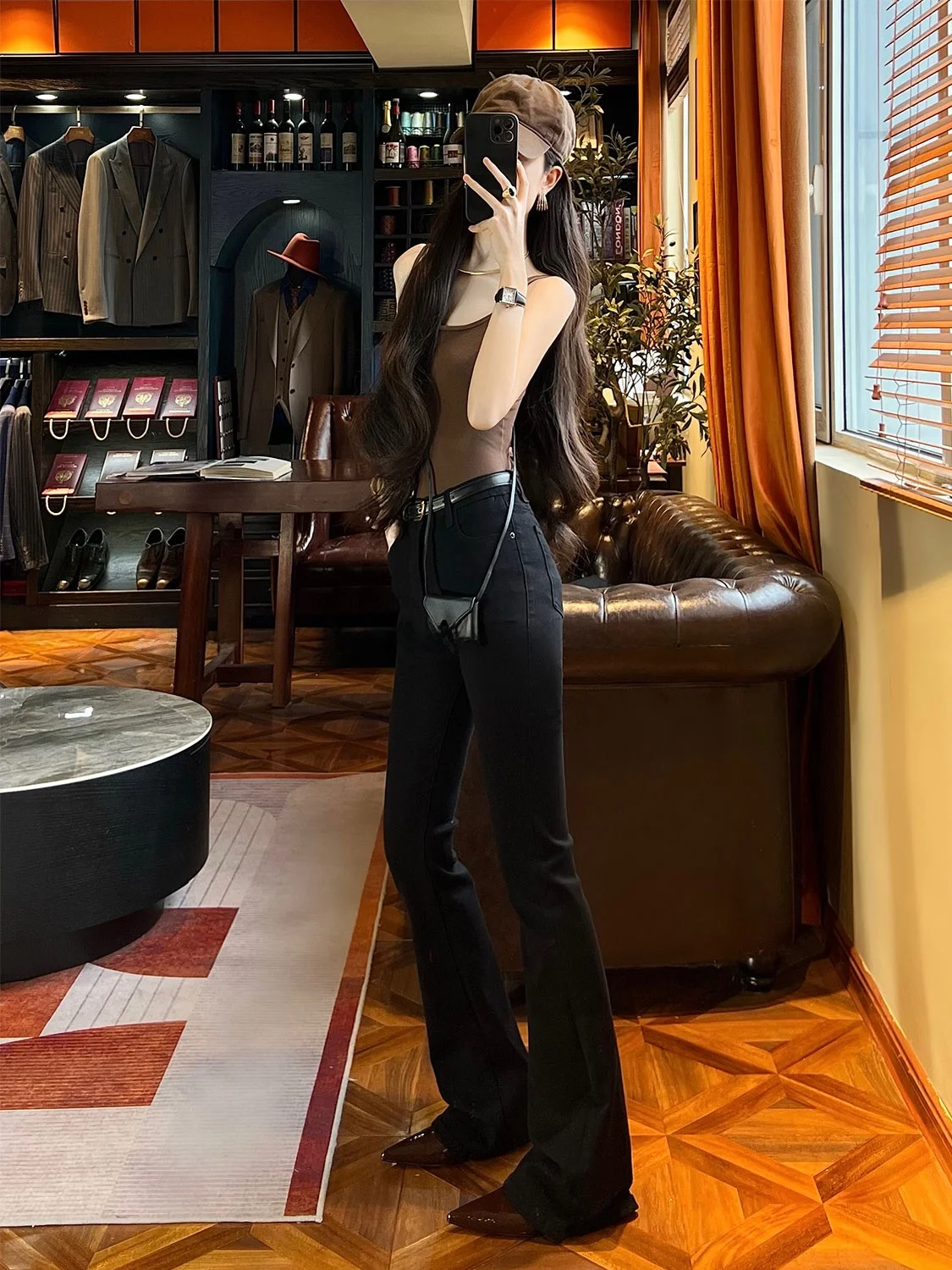 

Невыцветающие джинсовые брюки-колокольчики, облегающие повседневные женские джинсы с высокой талией JIANG, эластичные джинсы King Cartoon Leg