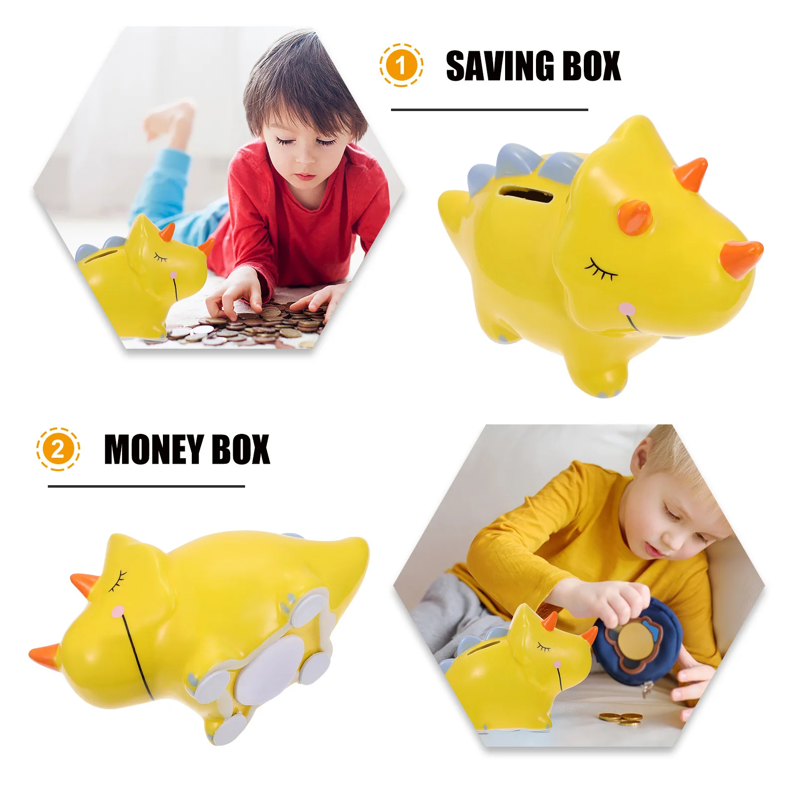 Maceta de ahorro de dinosaurio de dibujos animados, banco de monedas de cerámica de gran capacidad, adorno de escritorio, caja de almacenamiento de monedas, decoración del hogar, 1 Uds.