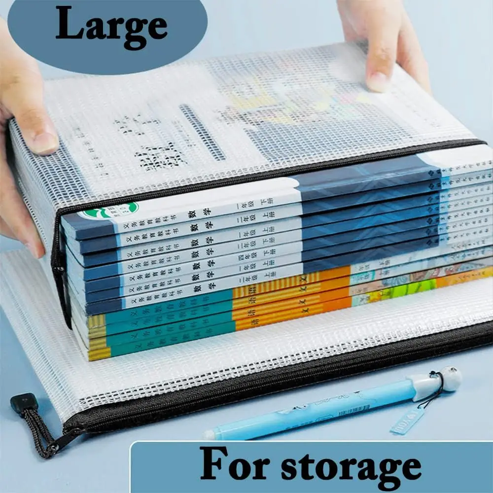 3/5PCS Schreibwaren Lagerung Tasche Ordner Datei Mesh Mäppchen A3 A4 A5 A6 Dokument Tasche Zip Datei ordner Schule Büro Liefert – Detail 4