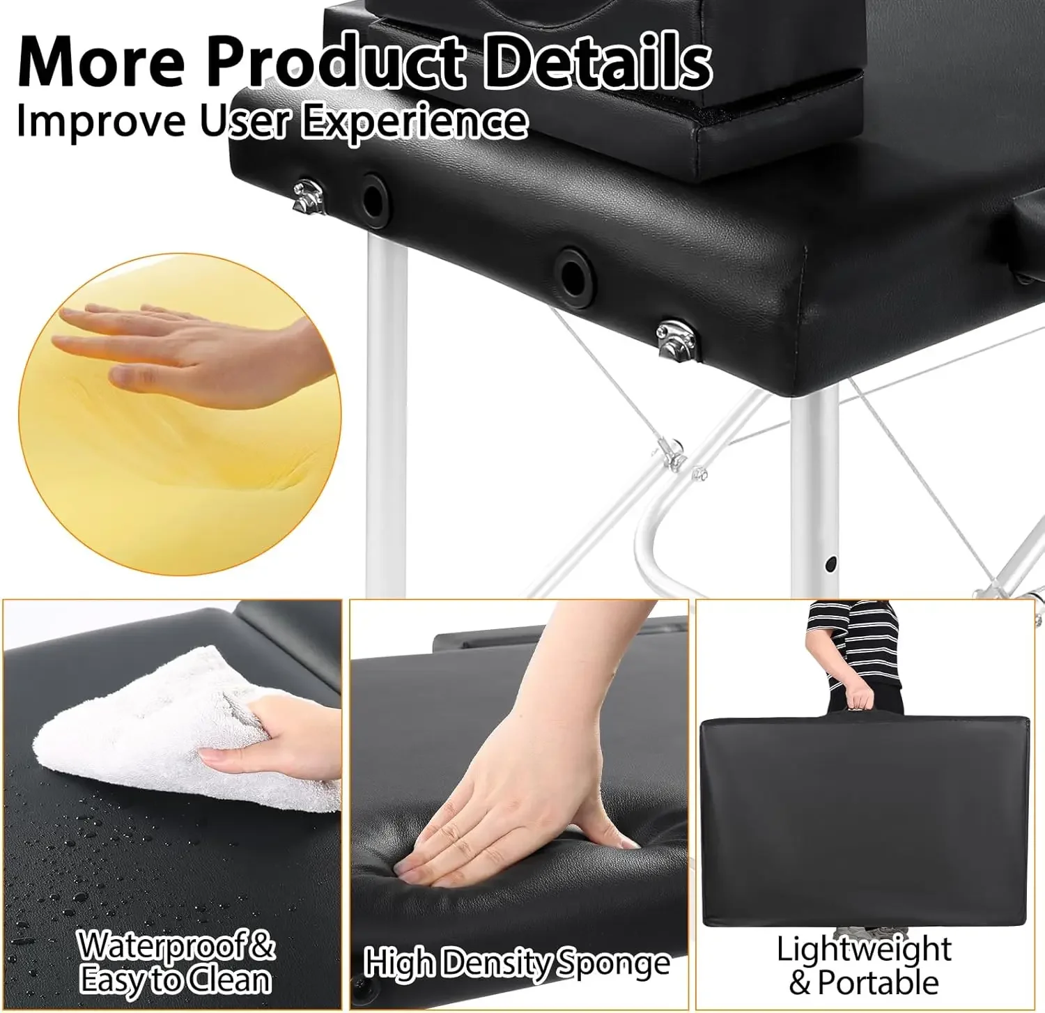 Table de Énergie Portable pour Extensions de Cils avec Oreiller, Accessoire de Salon, Spa