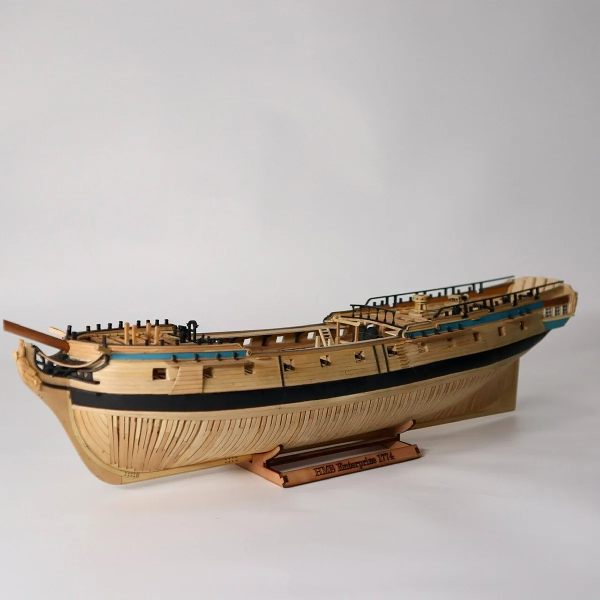 1/96 Simulation Enterprise Sailboat 45cm Full Rib Structure Wooden Material Sailboat Model Kit Boy Toy Gift Ornament