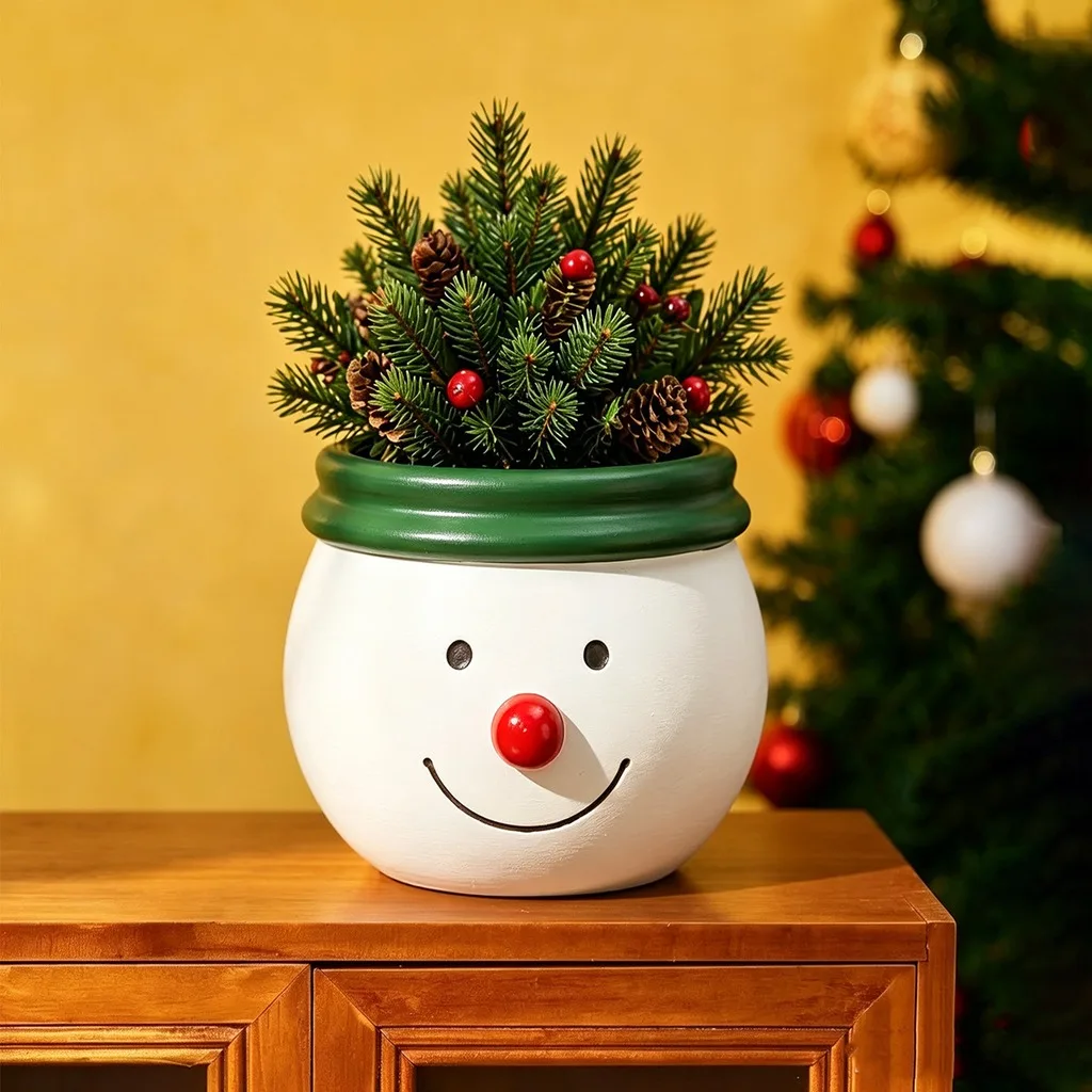 Plaster Mold Soft Desktop Decor Mold Planter Mold Smiling For Office Desks Holiday Ornament Living Room Desktops
