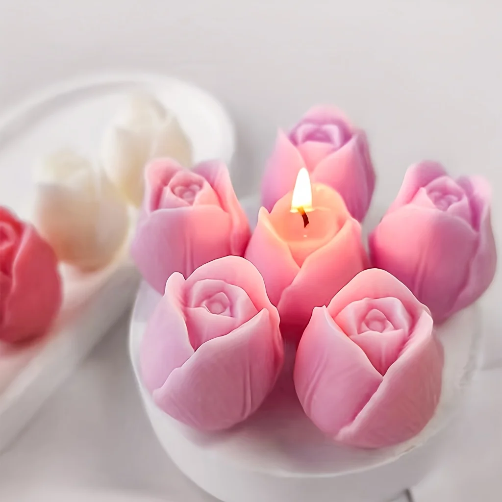 Silikon-Tulpenkerzenform, DIY-Blumenstrauß, Aromatherapie-Stein, handgemachte Seifendekoration, Blumenthema, unregelmäßige Form – Detail 4