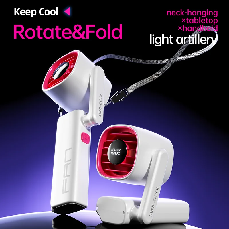 2026 New Portable Mini Fan With Advanced Digital Display & Rechargeable Handheld Small Fan Handy Cooling Fan Customizable Logo