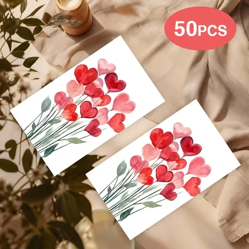 50-Pack Colorful Fuchsia Heart Balloon Cards 3.5x2-Inch Blank Back for Greetings Ideal for Thank You Gifts Labels Suitable for V