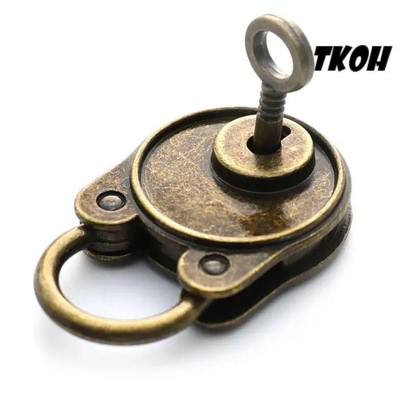 TKOH-Retro Padlock Old-Fashioned Lock Notebook Luggage Antique Padlock With Key Suitcase Lock Decorative Lock
