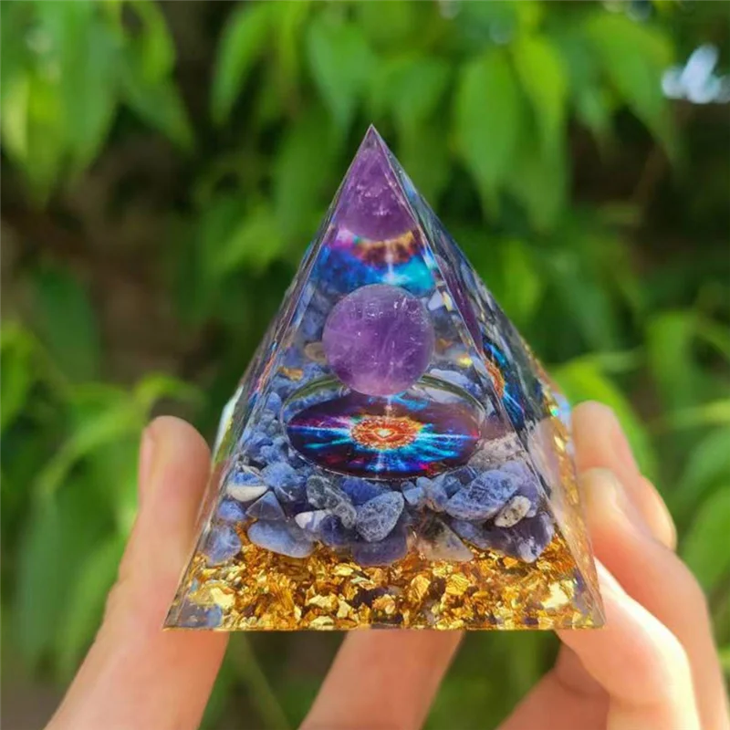 AS98-C Pyramid Ornaments Crystalenergy Generator Orgone Pyramid For E-Energy Protection Healing Meditation Crystal Chakra Durabl