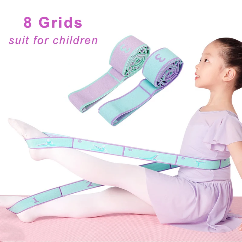 Ceinture de sangle côtelée de yoga pour adultes et enfants, bandes élastiques multi-sections, bande d\'étirement de danse latine, bande de fitness