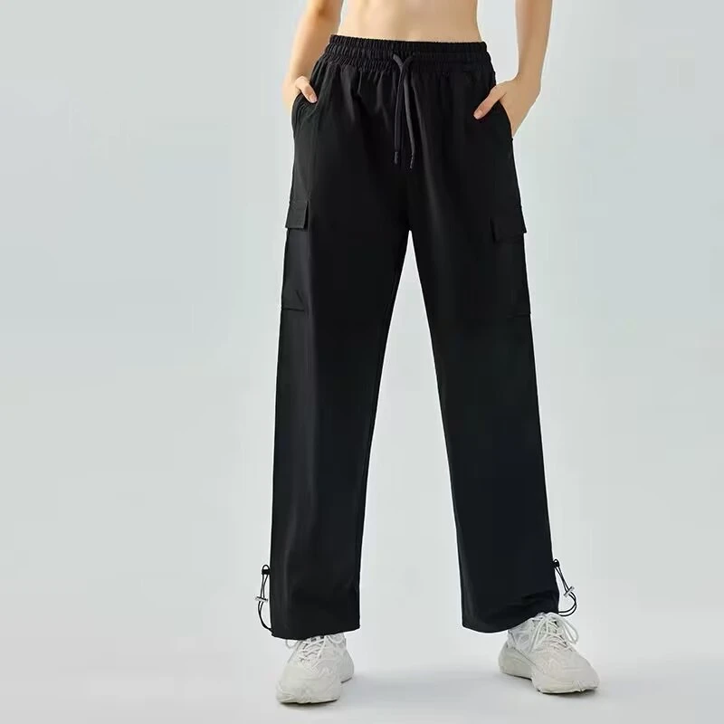 Women Loose Thin Yoga Sport Pants Drawstring Jogger Pant Wide Leg Running Trousers Quick Dry Girls S-5XL Gym Fitness Sweatpants