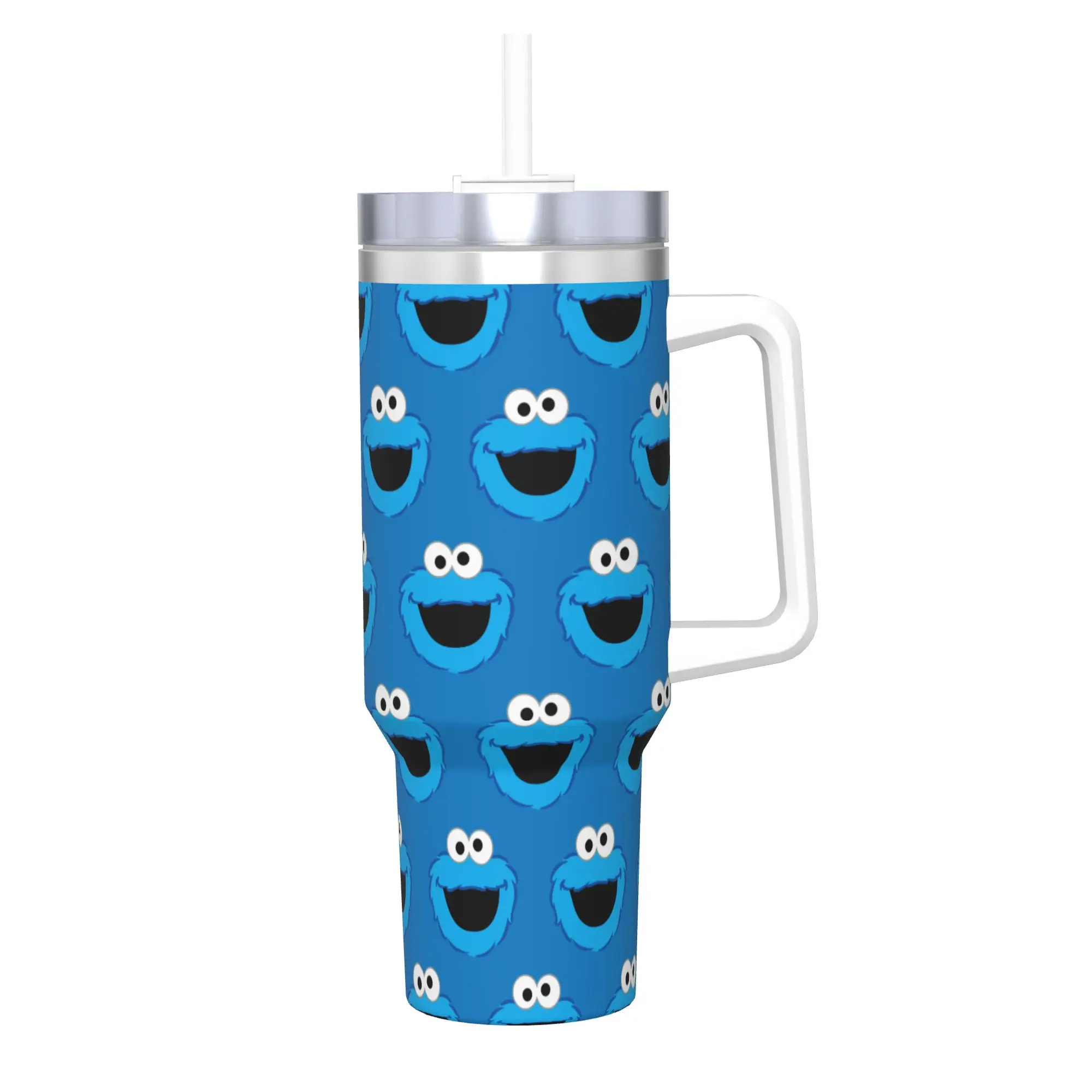Stainless Steel Tumbler Cookie Monster Cartoon Thermal Mug  Insulated Cold Drink Car Mugs Camping Water Bottle