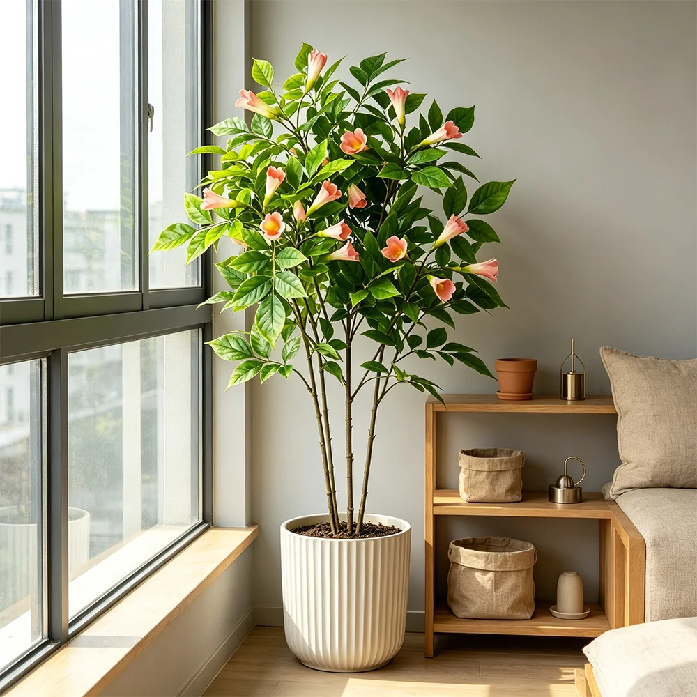 90cm 90cm Artificial Banyan Plant Large Fake Magnolia Tree Faux Campsis Plants With Silk Morning Glory Flower For Home Garden Decor - Aliexpress Deal