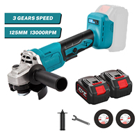 1000W Brushless Cordless Angle Grinder 125mm for Makita 18V - 3-Speed Metal Stone Wood Cutting w/Safety Lock & Case CE
