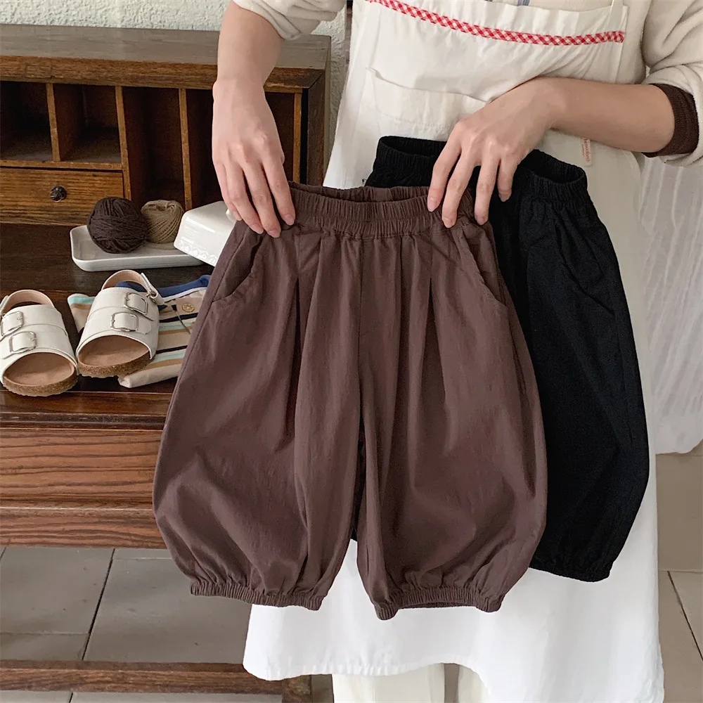 Elastic Children's Pants 2024 Summer Korean Thin Eight-point Radish Pants Medium Small Children's Leggings Treasure Harlan Pants