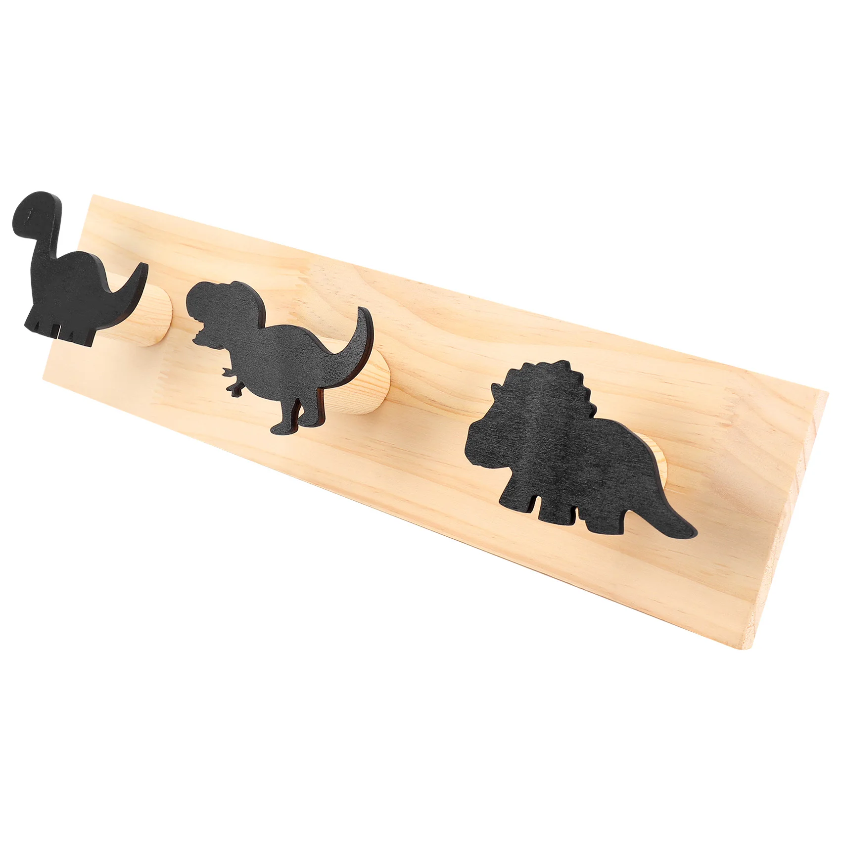 

Kids Dinosaur Wall Mounted Coat Hooks Wooden Door Hanger for Boys Bedroom Nursery Playroom Decorations -Black